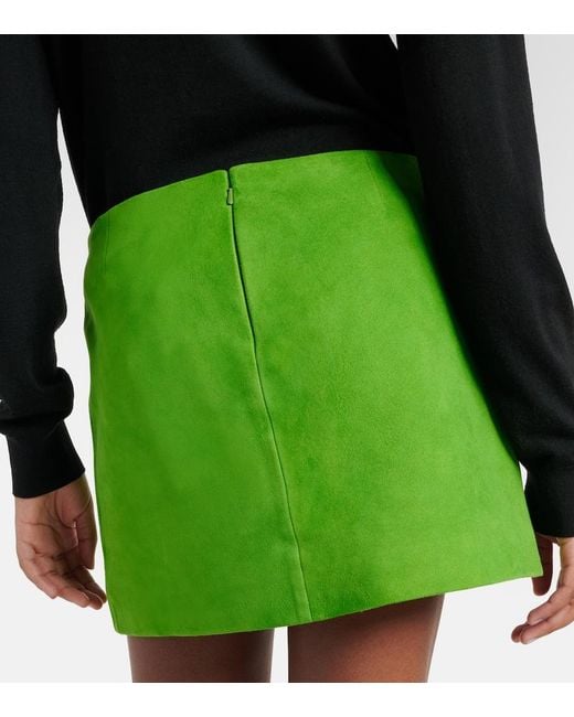 Staud Green Crest Suede Miniskirt