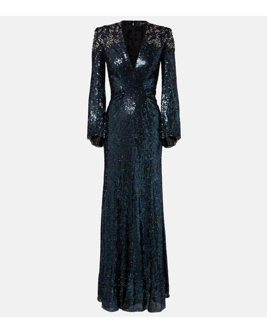 Jenny Packham Blue Zinnia Sequined Gown