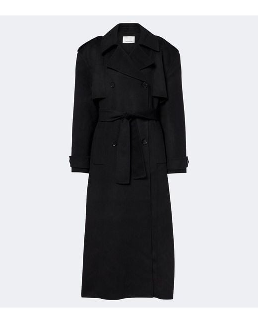 Frankie Shop Black Nikola Padded Wool And Cashmere Trench Coat