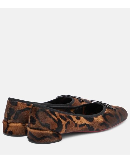 Christian Louboutin Brown Sweetie Jane Calf-Hair Ballet Flats