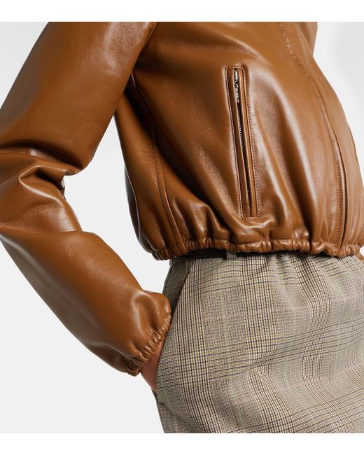 Gucci Brown Leather Bomber Jacket