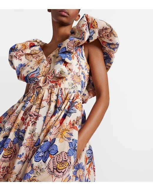 Ulla Johnson White Francesca Floral Cotton Poplin Midi Dress