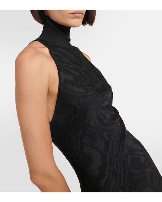 Alaïa Black Patterned Turtleneck Gown