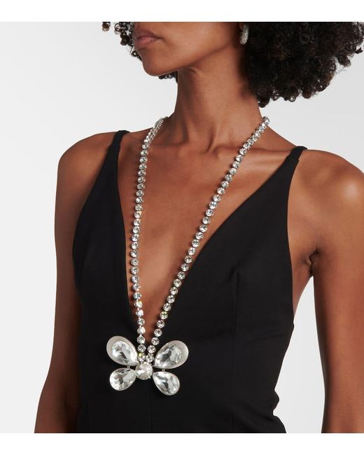 Abito Corto Con Decorazioni di Area in Black