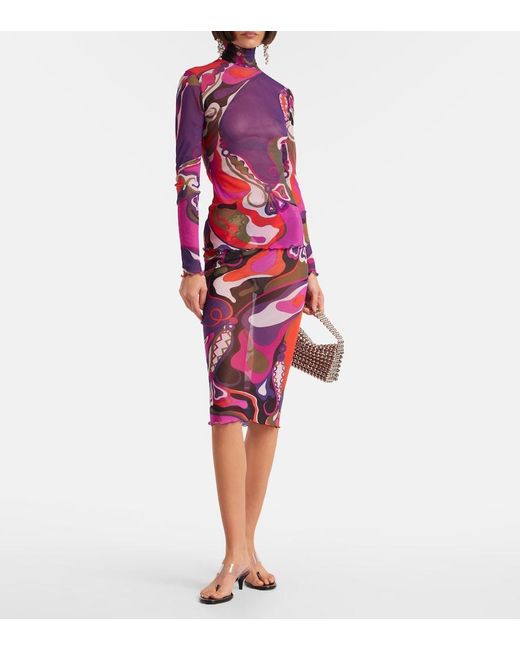 Emilio Pucci Purple Orchidee Tulle Top