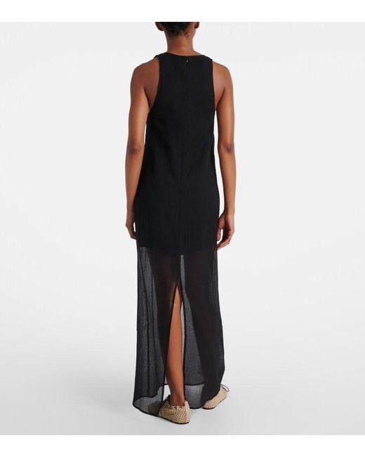 Totême Black Semi-Sheer Cotton And Silk Maxi Dress