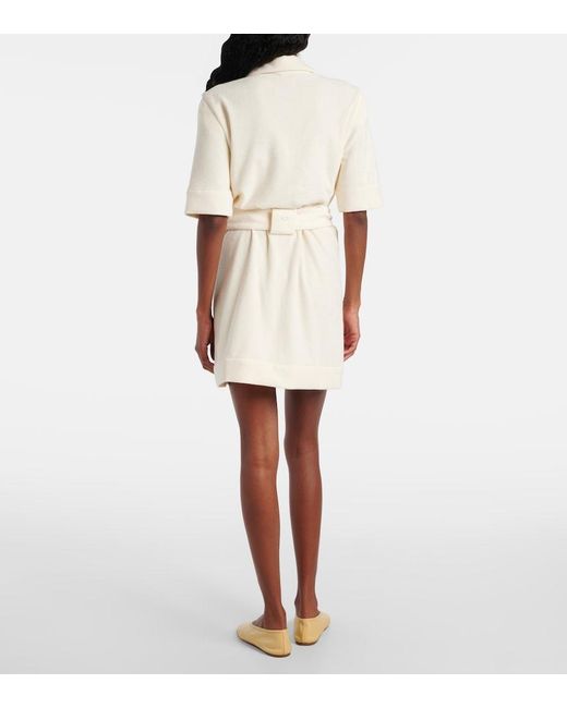 Adriana Degreas Natural Belted Cotton-Blend Terry Minidress