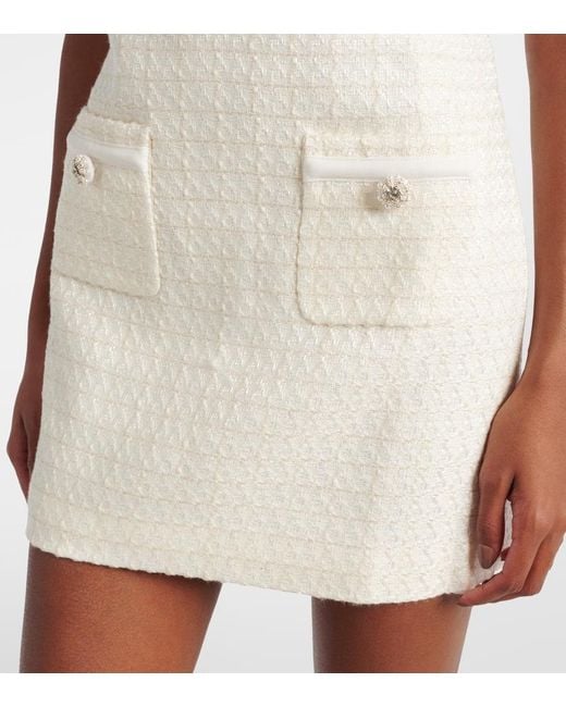 Self-Portrait Natural Bow-Detail Boucle Minidress