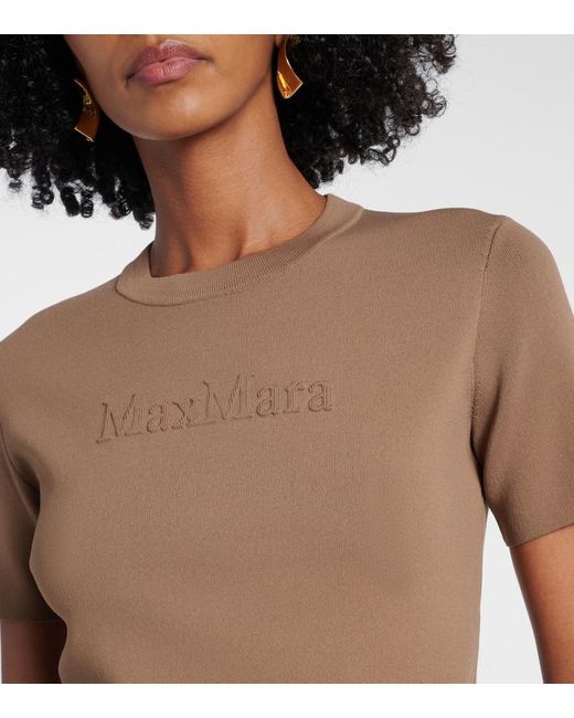Camiseta Con Logo Bordado Max Mara de color Brown