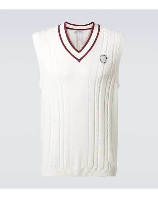 Chaleco Trenzado De Algodon Brunello Cucinelli de hombre de color White