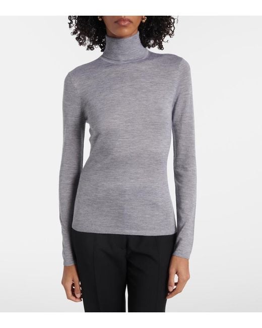 Gabriela Hearst Gray Costa Cashmere And Silk Turtleneck Top