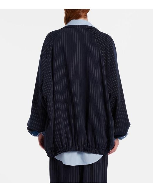 Frankie Shop Blue Baxter Pinstripe Oversized Jacket