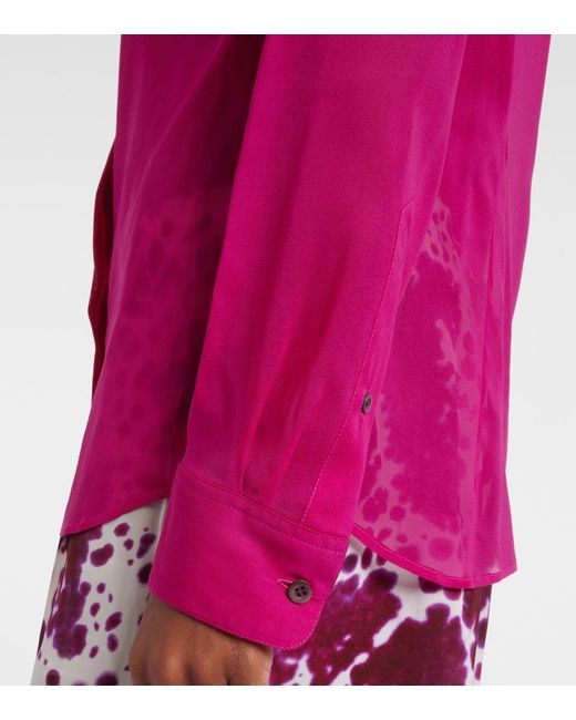 Dries Van Noten Pink Silk-Blend Shirt