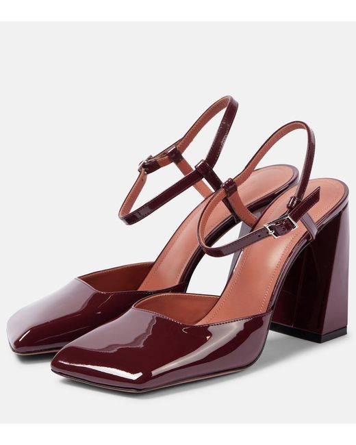 AMINA MUADDI Red Charlotte 95 Patent Leather Pumps