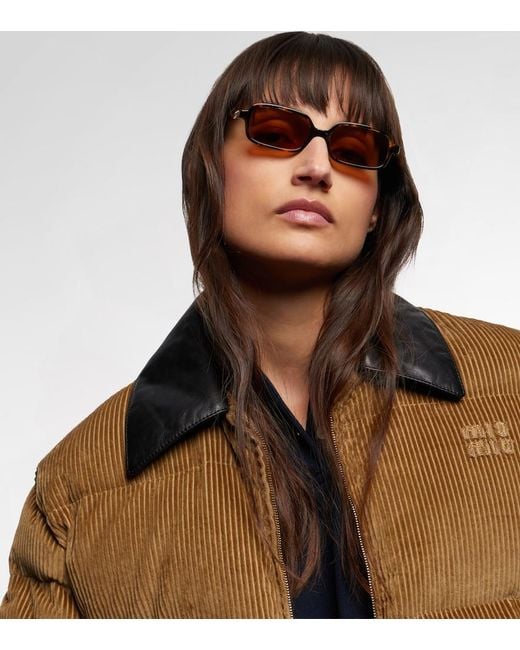 Miu Miu Brown Miu Regard Rectangular Sunglasses