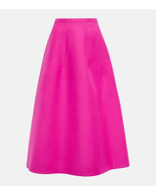 Valentino Pink Wool And Silk Crepe Midi Skirt