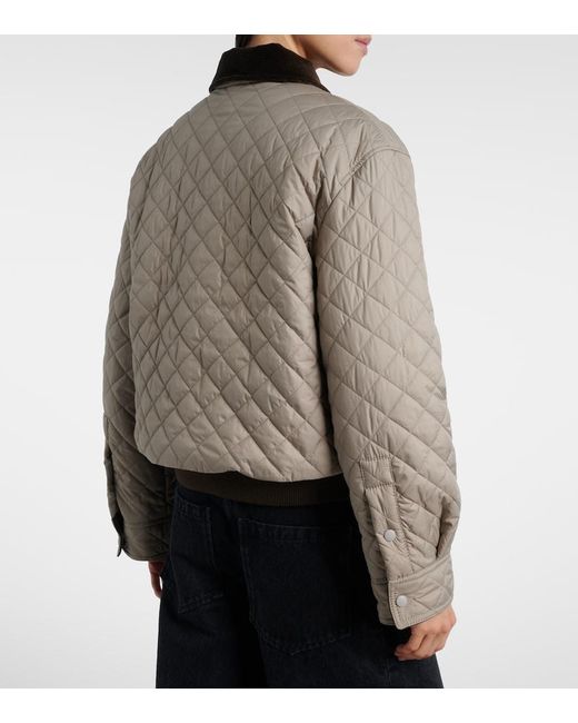 Loewe Brown Anagram Leather-Trimmed Quilted Jacket