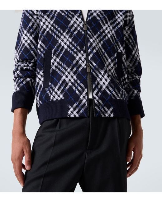 Burberry Blouson Check Aus Einem Wollgemisch in Blue für Herren