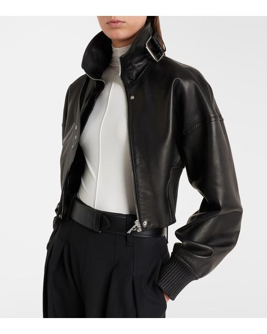 Sportmax Black Ossido Leather Blouson Jacket