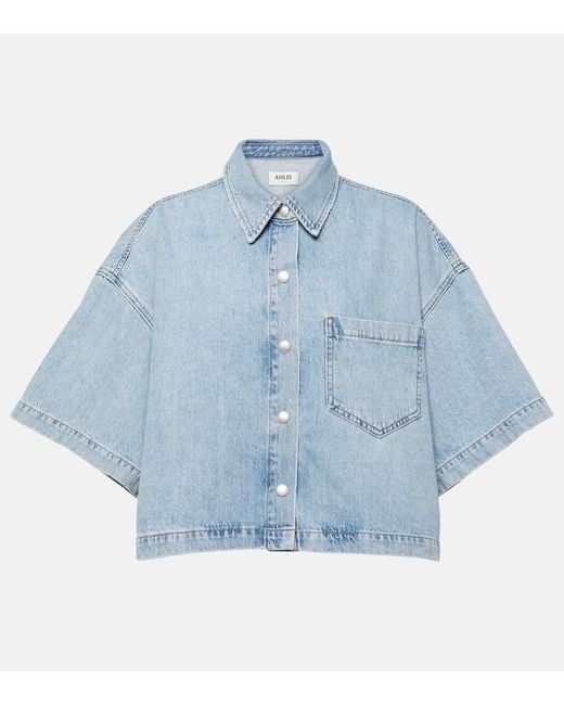 Agolde Blue Cropped-Jeanshemd Rona Box