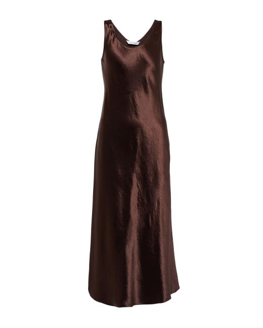 brown satin midi