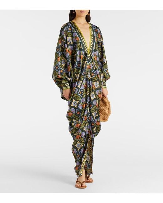 ALÉMAIS Black Cece Floral Silk Kaftan