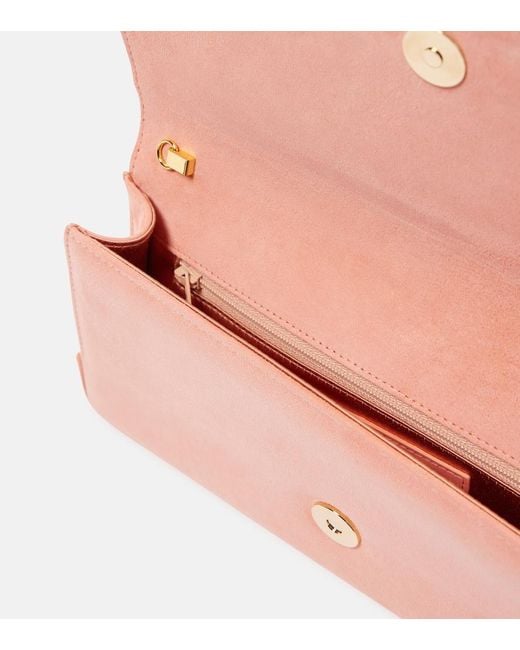 Manolo Blahnik Pink Maygot Suede Clutch