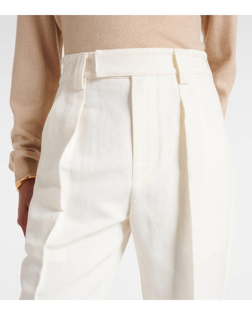 Loro Piana Natural Linen And Cotton Straight Pants