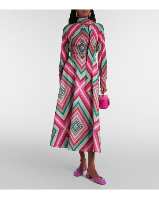 Valentino Pink Tie-Neck Silk Crepe De Chine Shirt