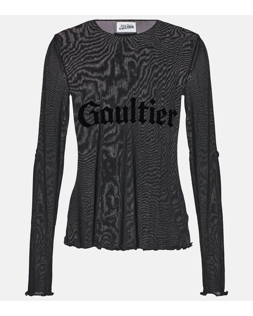 Jean Paul Gaultier Black Tattoo Collection Printed Tulle Top