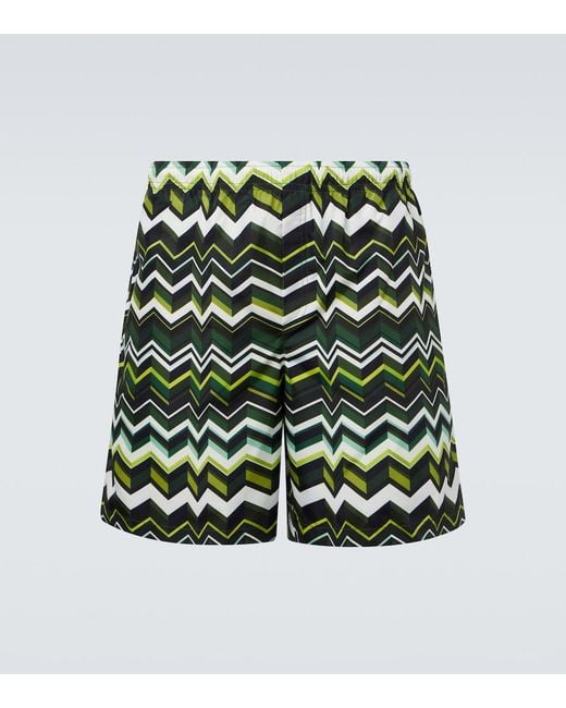 Missoni Green Zigzag Swim Trunks for men