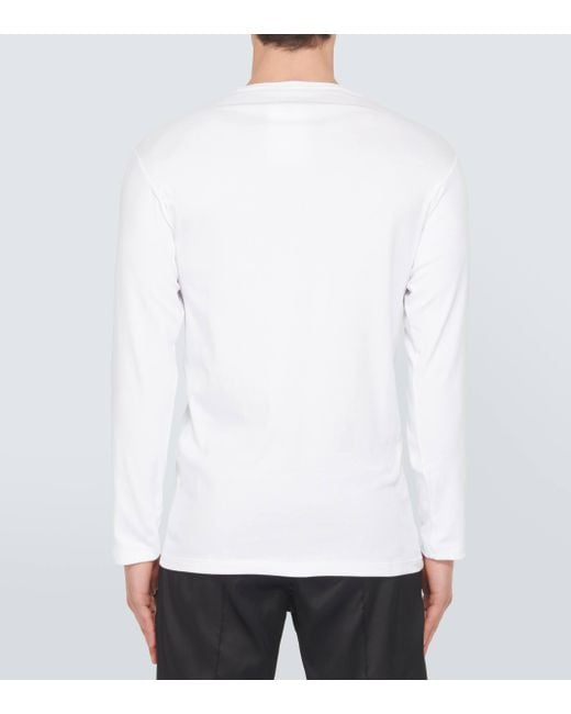 Tom Ford White Cotton Jersey Henley Shirt for men