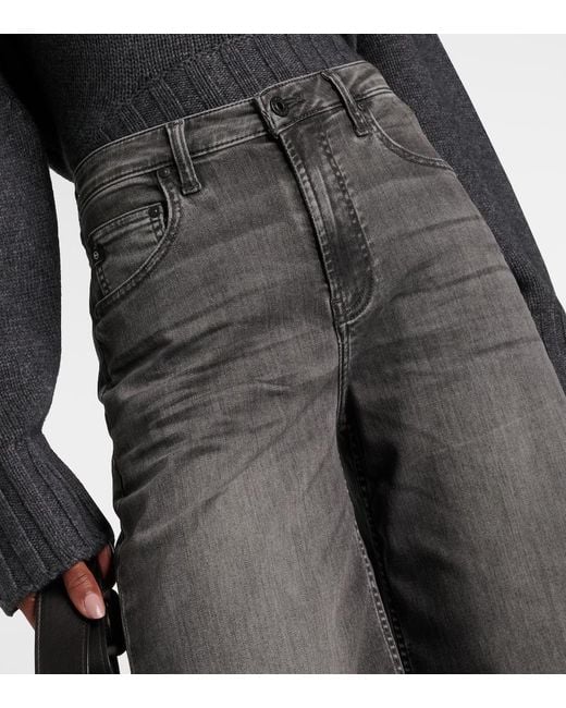 AG Jeans Gray Mid-Rise Wide-Leg Jeans