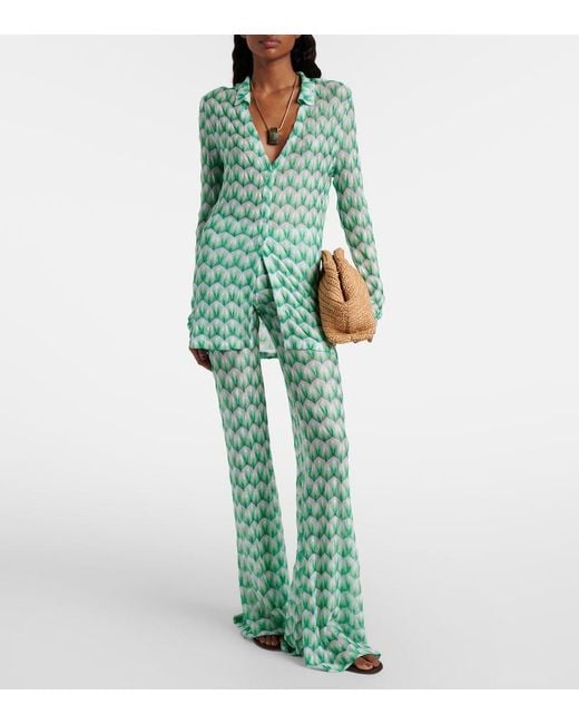 Missoni Green High-Rise Flared Pants