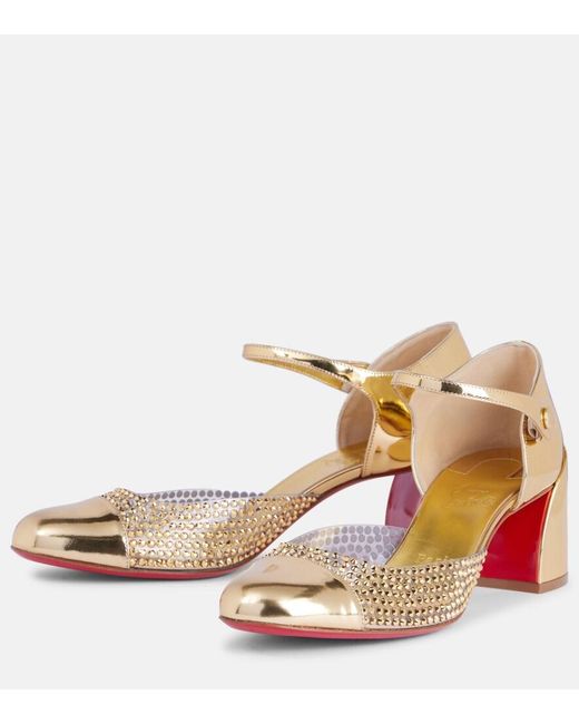 Christian Louboutin Metallic Miss Mj Strass Mirrored Leather And Pvc Pumps