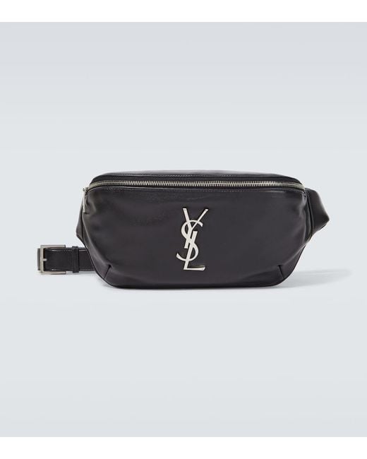 Saint Laurent Cassandre Leather Belt Bag in Black for Men | Lyst