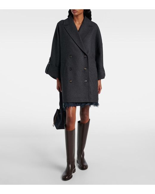 Brunello Cucinelli Black Oversized Wool Coat