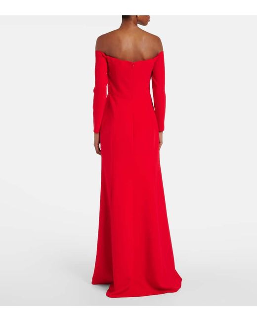 Carolina Herrera Red Off-Shoulder-Robe Aus Crepe