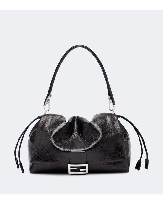 Fendi Black Baguette Soft Large Leather Shoulder Bag