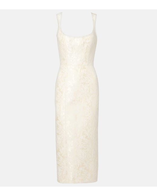 Markarian White Numa Velvet Midi Dress