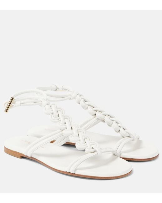 Gianvito Rossi White Capua Braided Leather Gladiator Sandals