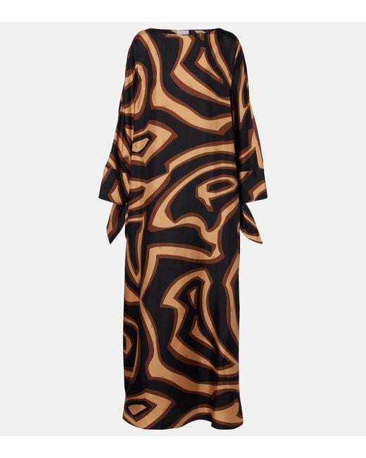 Emilio Pucci Brown Labirinto Silk Satin Kaftan