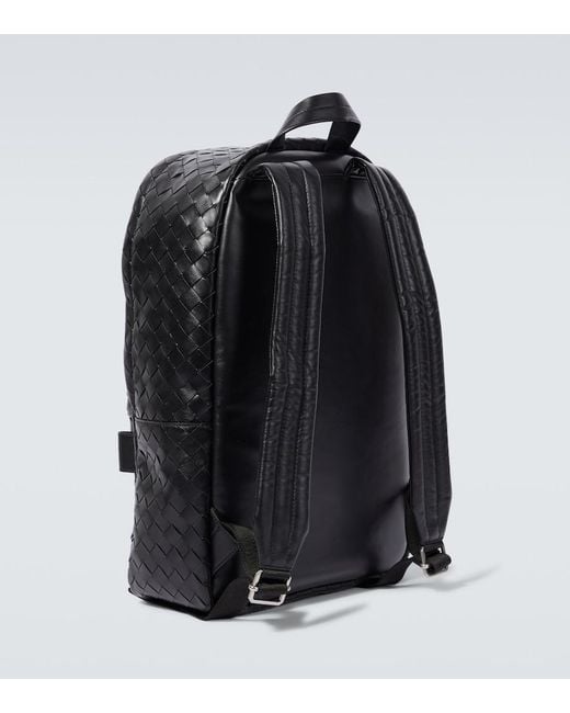 Bottega Veneta Black Intrecciato Leather Backpack for men