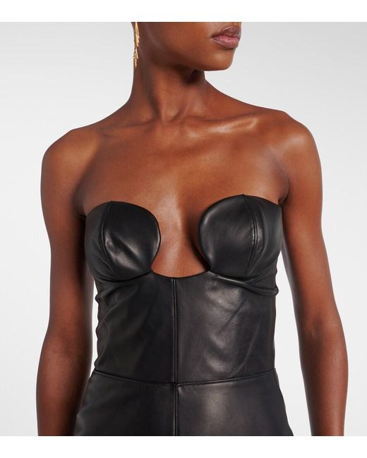 Nensi Dojaka Black Leather Corset Dress
