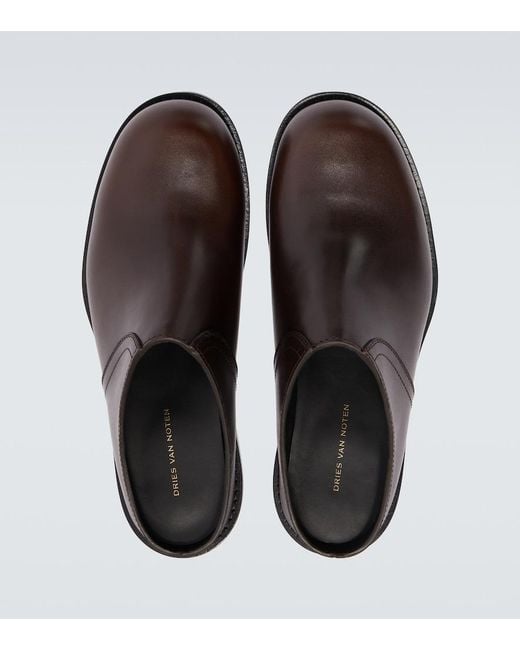 Dries Van Noten Brown Leather Mules for men