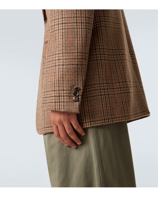 Loewe Brown Prince Of Wales Check Wool Blazer for men