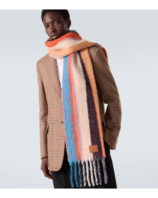 Loewe Multicolor Fringed Striped Alpaca-Blend Scarf for men