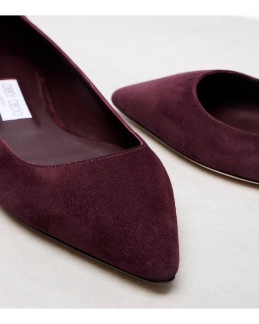 Jimmy Choo Purple Romy Suede Ballet Flats