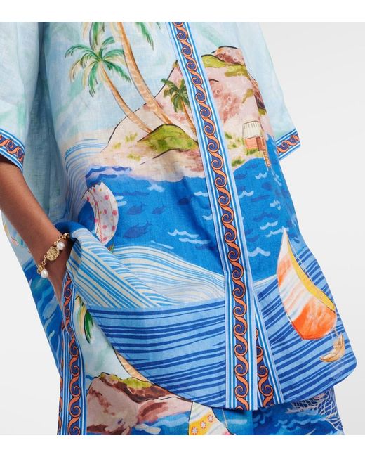ALÉMAIS Blue Printed Linen Shirt