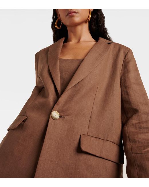 Asceno Brown Azores Linen Blazer